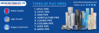 Types Of PVC Pipes in India.
